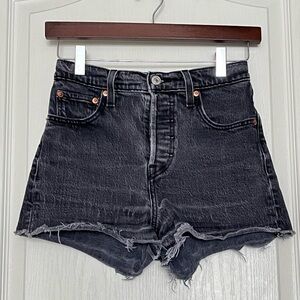 Levi's Premium Ribcage Super High Rise Shorts Black Lake W25 Festival Streetwear